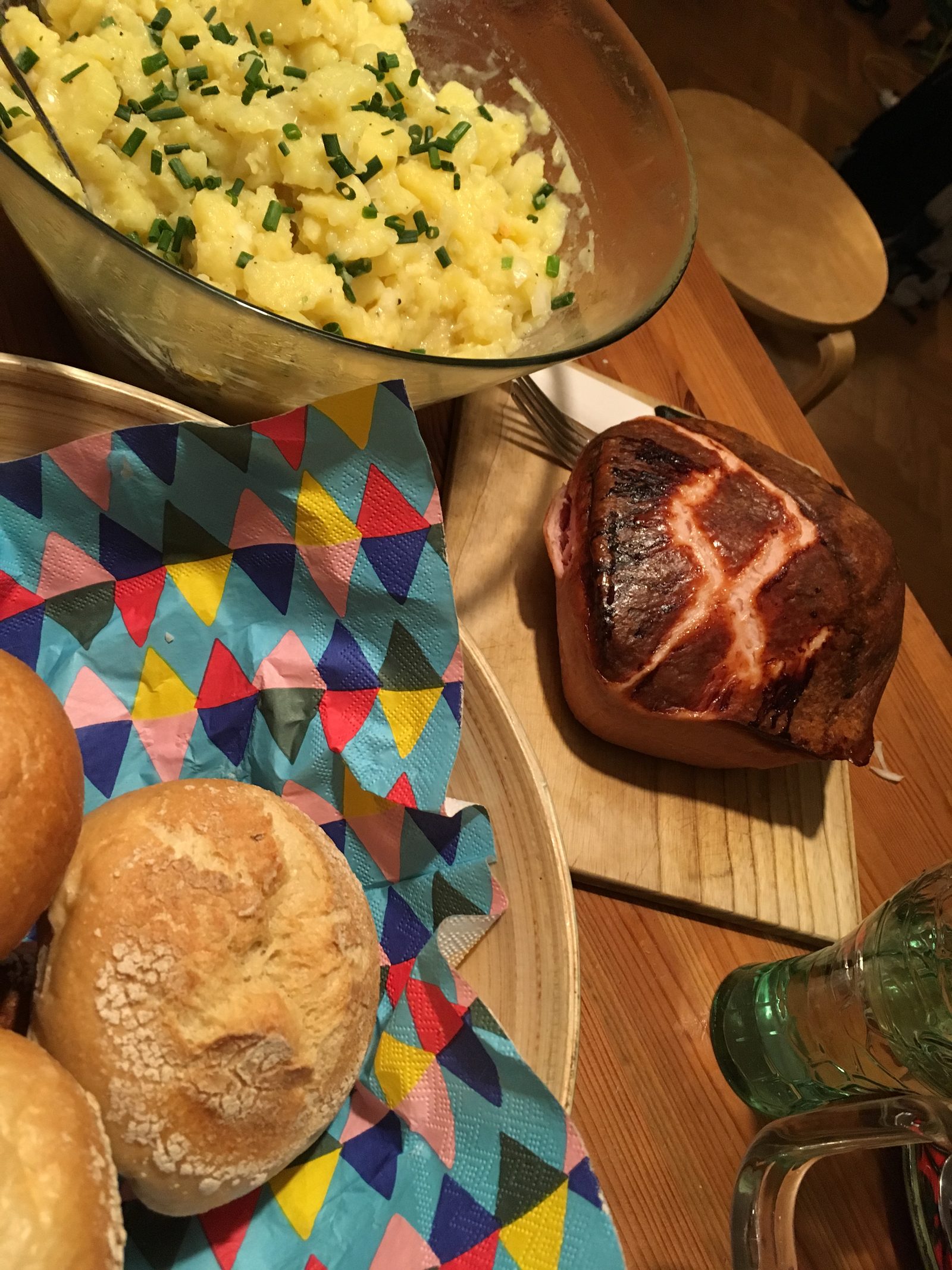 Fleischkäse, Kartoffelsalat, Brötchen