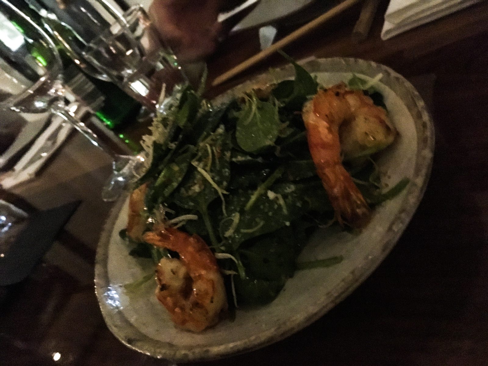BABY SPINACH SALAD WITH GRILLED SHRIMPS