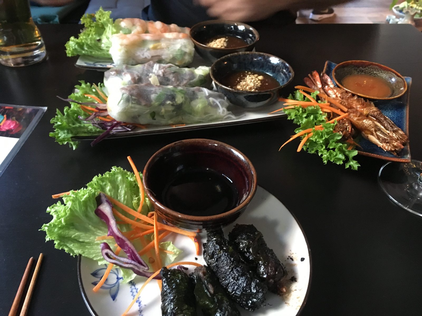 Somerrollen, Beef in Betel, Garnelen