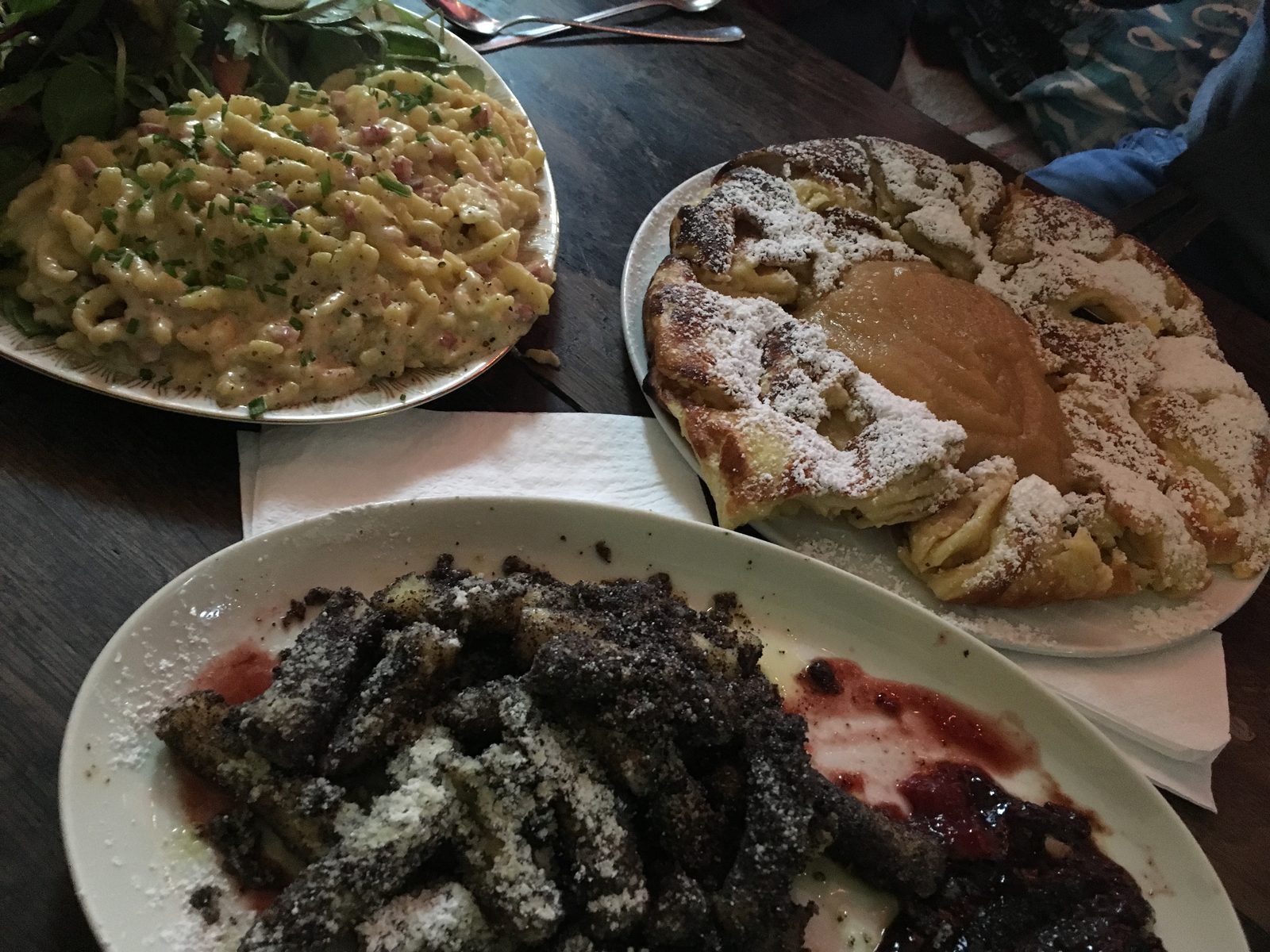 Käsespätzle, Mohnnudeln, Kaiserschmarrn, Harbor Cake