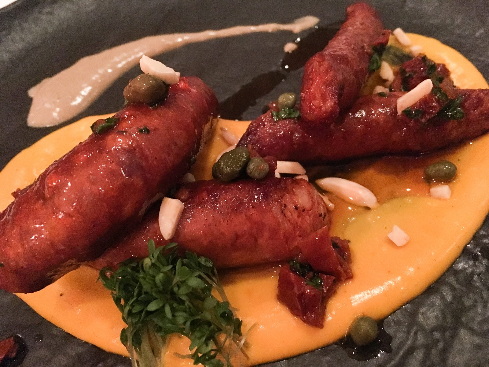 baskische Txistorra vom Grill/ Süßkartoffel
