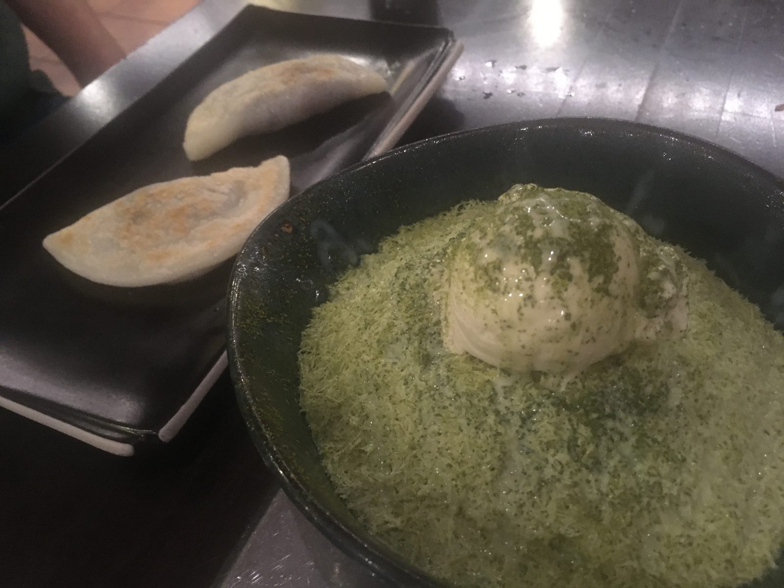 Taschen mit roter Bohnen Paster, shaved Mate-Ice