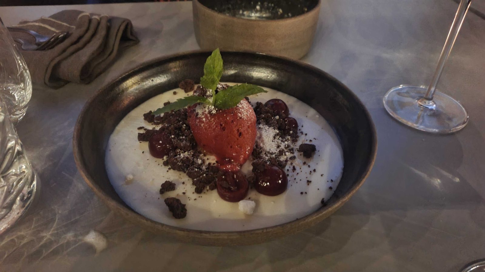 sorbet / beeren / schaumwein