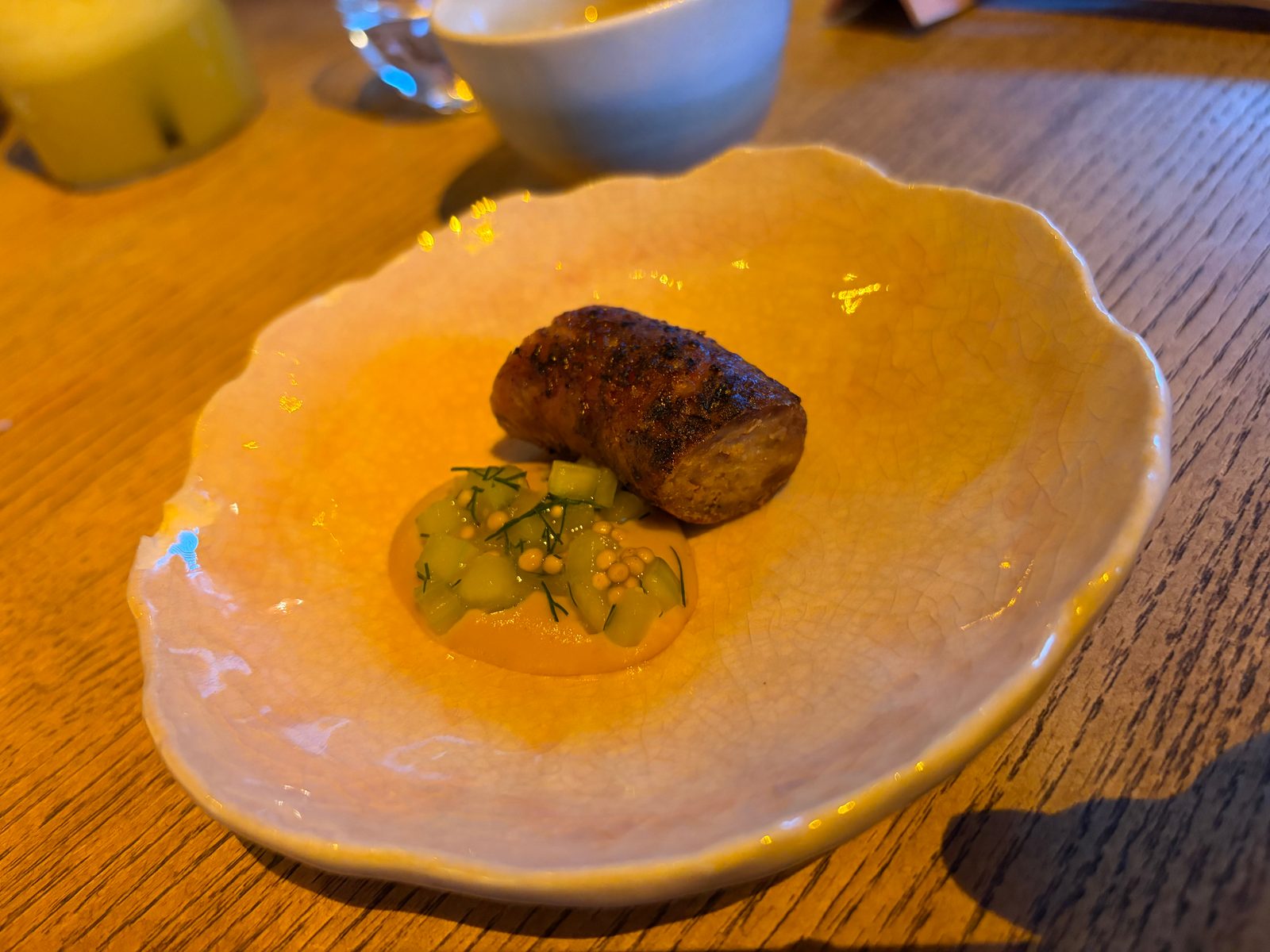 Entenwurst, Senf, Bohnenkraut